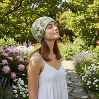 Hand-Knitted 3D Floral Patchwork Bucket Hat for Women, Stylish Mixed Color Wool Fisherman Cap