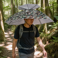 Double-Layer Head-Mounted Fishing Umbrella Hat with UV Protection