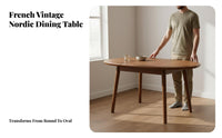 Round to Oval Dining Table Multi-Functional Extendable Dining Table for Apartment Dwellers, Homeowners, Living Room