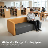 Modern Design Modular Block Sofa Easy to Clean Public Seating Color-Blocking Design Reception Bench Soft Upholstery for Students, Visitors, Office Workers, Lobby, Library, Lounge Area, Family Room