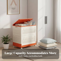 Large Capacity Foldable Container with Steel Frame foldable Design Household Storage Reinforced Handles Organizer Bin two-way entry for Apartment Dwellers, Homeowners, Bedroom, Dorm Room, Nursery, Under Bed