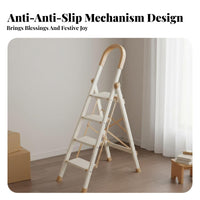 Foldable Folding Step Ladder Space-Saving A-Shaped Ladder Multi-Functional Household Step Stool Wide Steps for Homeowners, Adults, Seniors, Indoor, Kitchen, Living Room, Closet