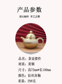 Creative Solid Brass Teapot Ornament for Office and Home Decor