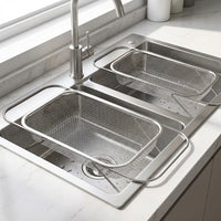 Kitchen Sink Strainer and Extendable Draining Basket, Stainless Steel Mesh Vegetable Colander and Fruit Strainer, Space Saving Kitchen Sizes