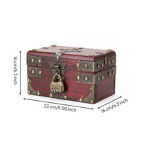 Wooden Storage Box Front Lock Clasp Hinged Wooden Box Metal Corner Fittings