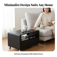 With casters 2-Tier Rolling Side Table Space-Saving Mobile Storage Multi-Functional Household Furniture space-efficient Design for Apartment Dwellers, Homeowners, Office Workers, Living Room, Small Spaces, Bedroom, Kitchen