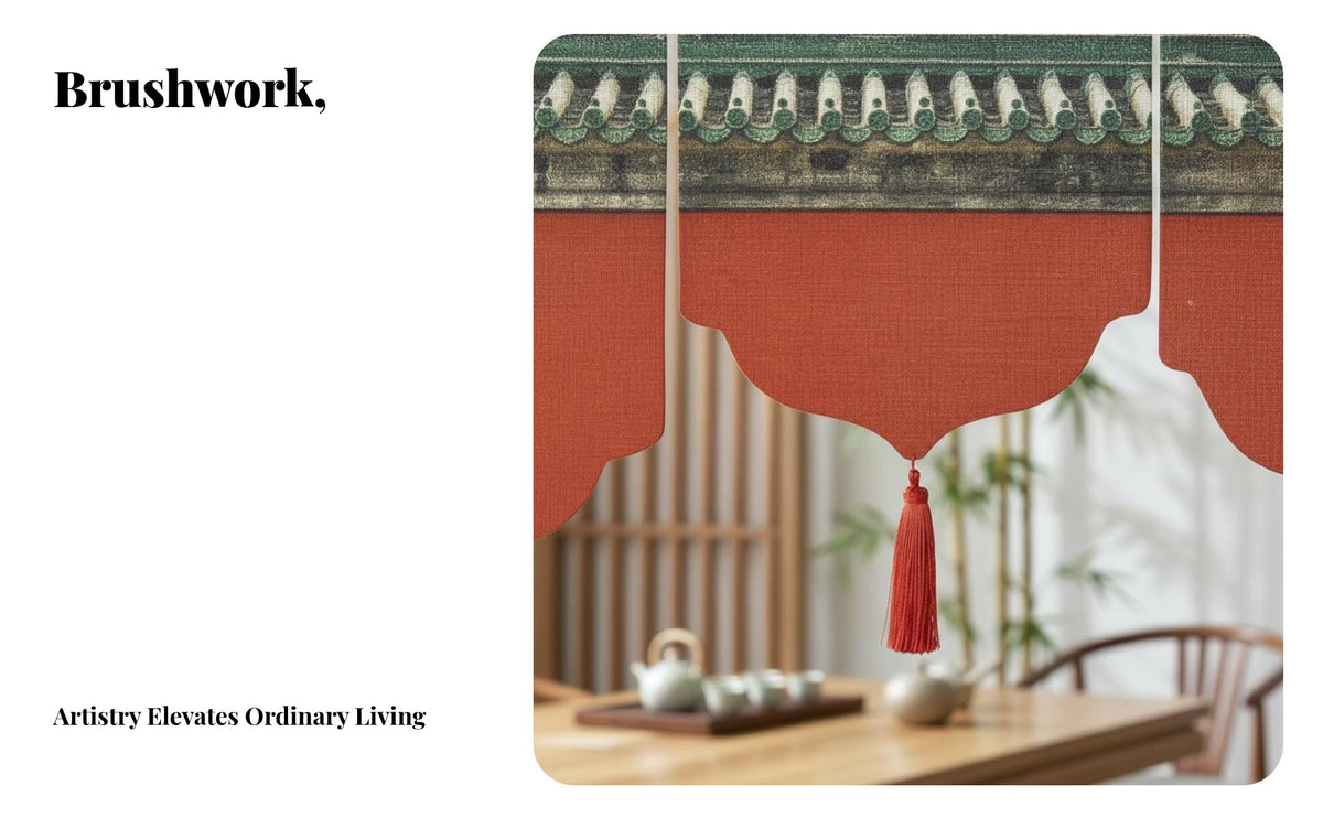 No-Drill Installation Chinese Landscape Tapestry sheer Design Hanging Curtain Privacy Screen Room Divider Good Drapability for Fans of Asian Culture, Home Decorators, Doorway, Study, window covering, Kitchen