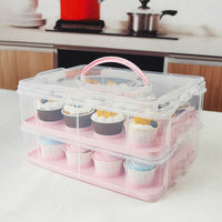 Cupcake Carrier Box with Handle, Plastic Multi-Layer Storage Container for Dessert Stand Transport