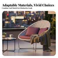 Nordic Design Woven Armchair with pad Weather-withstandant Outdoor Furniture Thick pads Lounge Chair Easy Assembly for Garden lovers, pool area, Porch