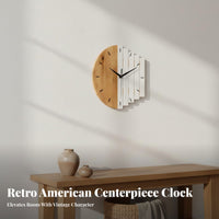 Wood Wooden Strip Wall Clock Creative Design Wooden Wall Clock Battery Operated for Living Room, Bedroom, Office