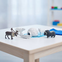 6 Pieces Arctic Animal Figures with igloos Miniature Arctic Animal Playset Educational Toy for Kids, Classroom