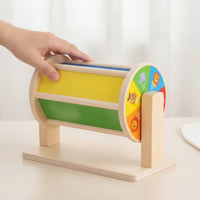 Textile Drum Infant Plaything Rotating Activity Drum Young Child Wooden Rotating Toy for Young Children, Nursery