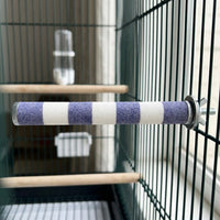 Sanding Perch for Bird Cage, Emery Paper Stand Rod, Wooden Perch for Cockatiel Foot Care, Striped Single Pack