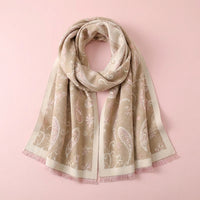 Faux Cashmere Scarf for Women Winter, Oversized Long Shawl with Cashew Pattern, Soft Warm Scarves for Ladies Cold Weather, 25.6x72.8 Inch