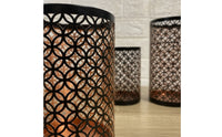 3 Pieces Candle Holder with Cutout Pattern Geometric Decor Black for Living Room