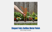 Outdoor Garden Decor, Fairy Silhouette Metal Iron Ornament, Rustic Yard Accent