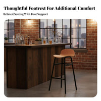 Industrial Aesthetic Saddle Seat Bar Stool Modern Design Backless Saddle Stool Sturdy Frame Counter Chair Built-in Footrest for Homeowners, Adults, Business Owners, Cafe, Kitchen, Dining Area