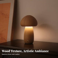 Adjustable Brightness Wooden Toadstool Lamp Stepless Dimming Toadstool Lamp Portable for Children, Babies, Bedroom, Living Room, Nursery