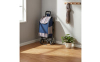 Ergonomic Handle Stair Climbing Trolley with Chair Large Capacity Rolling Grocery Trolley with Folding Seat for Elderly, Market
