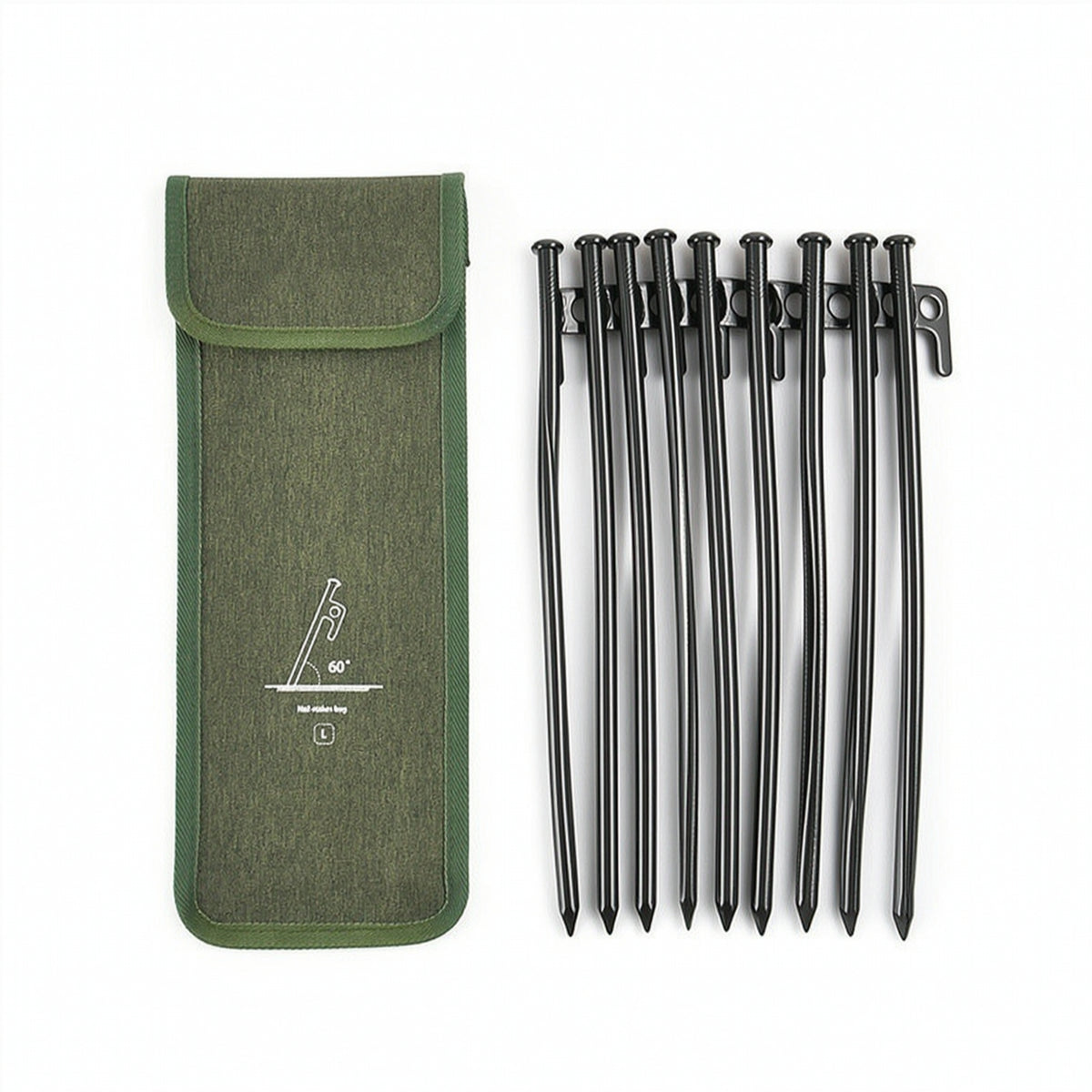10 Pieces Rustproof Camping Tent Stake Kit with Pouch Compact Tent Stakes with Storage Bag Lightweight Metal Ground Stakes with Bag Multi-Purpose for Backpackers