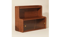 Stepped Cabinet with Sliding Doors L-Shaped Countertop Cabinet Translucent Furniture for Kitchen