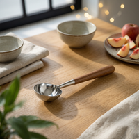 Long-Handled Soup Spoon Mirror-Polished Kitchenware Lotus-Petal Shape