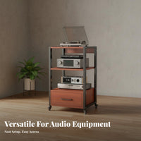 Audio Component Cabinet Heavy-Duty Steel Frame Multi-Tier Audio Component Stand High Weight Capacity Multi-Tier Stereo Rack for Record Collectors