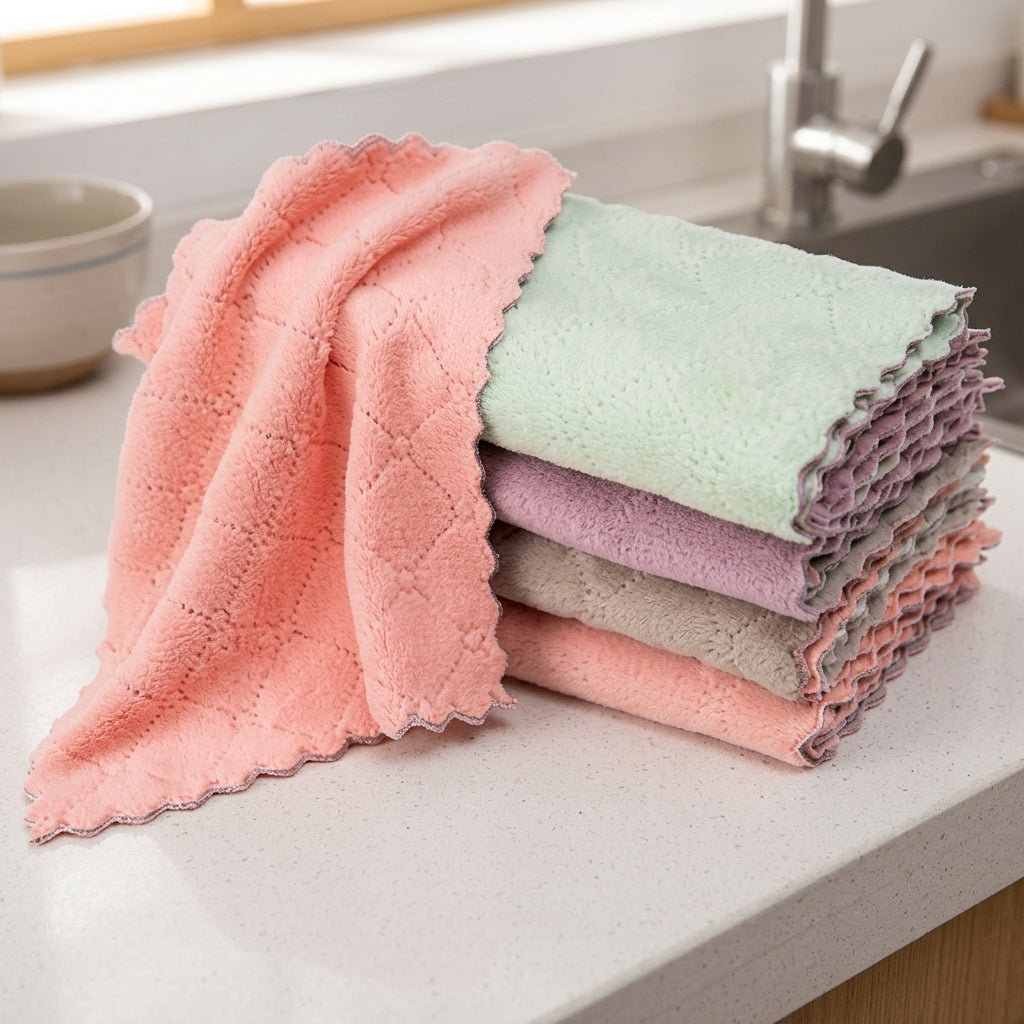 Cationic Microfibre Cloth with Locked Border, Super Absorbent Cloth for Cleaning, Quick-Dry Multipurpose Microfiber for Kitchen and Glass Surfaces