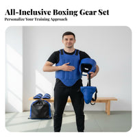 Adjustable Straps Sanda Fighting Gear Set Wear-Resistant Full Body Spar Arena Set Triple Layer Padding Full Body Spar Arena Protective Gear Reinforced Stitching for Adults, Teen, Beginners, Competition, Dojo, Gym