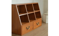 Wooden Desktop Organizer with Drawers Warm Brown Desktop Organizer with Drawers Retro for Vanity
