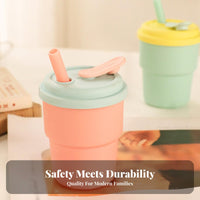 Silic Child Straw Cup Drop-Resistant Child Straw Cup Sturdy Spill Resistant Infant Tumbler for Children, Infants 6+ Months, Mealtime, While Traveling