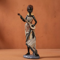 Figurine with Musical Instrument Slender Woman Statue Artistic for Entryway