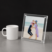 Clear Acrylic Photo Frame, Freestanding Desktop Photo Frame, Frameless Photo Block Frame, Double Sided Display for Family