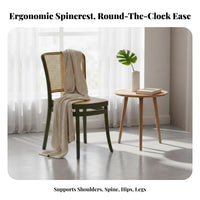 Stackable Cane Back Side Chair Vintage Design Home Seating Century-Century Modern Design Household Furniture Breathable Backrest for Homeowners, Restaurant Owners, Interior Decorators, Dining Room, Kitchen, Cafe
