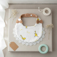 Cute Bowknot Design Lace Bow Baby Bib Skin-Friendly Cotton Gauze Bib Highly Absorbent Adjustable Snap Closure for Newborns, Babies, Toddlers
