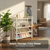 Space Saving Multi-Tier Shoe Rack Sturdy Construction Freestanding Entryway Shoe Stand Rust-Resistant Multifunctional for Homeowners, Families, Hallway, Small Areas, Bedroom, Dorm Room