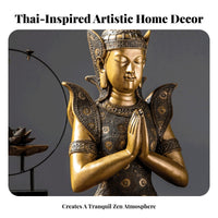 Antiqued Finish Thai Design Buddha Bust Feng Shui Ornament Southeast Asian Decor Statue Peaceful Ambiance Resin Buddha Sculpture Handmade Look for Meditation Practitioners, Spiritual Seekers, Living Room, Temple, Office, Entryway