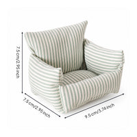 Doll Sofa with Striped Textile Miniature Dollhouse Sofa Compact Couch for BJD Display