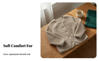 Round Neck Fleece Cardigan Warm women's Fleece Cardigan Soft Collarless Open Front Jacket for Young Adults, Students, Fall Season, Daily Wear, Outdoor