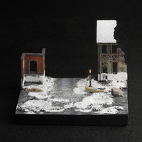 1/72 Scale Diorama Base WWII Battlefield Diorama Winter Theme Miniature Scene with Ruined Building Pre-Painted for Hobbyists, Collectors, Model Presentation Showcase