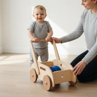 Wooden Fire Truck Activity Pusher Anti-Tip Over Design Sit-to-Stand Prevents O-Shaped Legs Child Activity Cart for Young Children, Infants