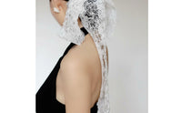 French Style Hair Barrette Elegant Design Long Tail Lace Bow Handmade Large Lace Ponytail Clip for Parties