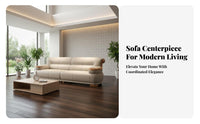 linear Wooden Couch arrangement New Chinese appearance Sectional Seating Group top-grain leather Upholstery Living Room Furnishing for Families, Hotel