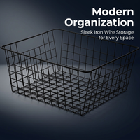 Wire Storage Baskets for Organizing, Metal Wire Storage Baskets 28x22x12cm, Metal Storage Baskets for Kitchen, Iron Wire Storage Basket Medium