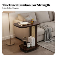 Mobile Design Wheeled Snack Table Space Saving C-Shaped Couch Table Multi-Functional Household Furniture Sturdy Construction for Apartment Dwellers, Homeowners, Home Workers, Living Room, Small Areas, Bedroom, Balcony