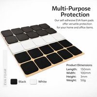 Black Round EVA Foam Adhesive Pads for Furniture, Anti-Collision Foam Pads for Table Protector Cabinet Doors