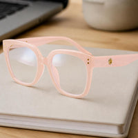 Square Anti-Blue Light Glasses with Hollow Frame and Rivet Detail