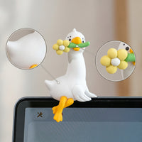 4 Pieces Mini Goose Figurine Set Small Miniature Figure White for Drivers