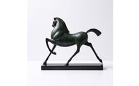 Horse Sculpture Cast Aluminum Horse Figurine Lustrous Equestrian Figurine with Equestrian Figure for Homeowners, Living Room