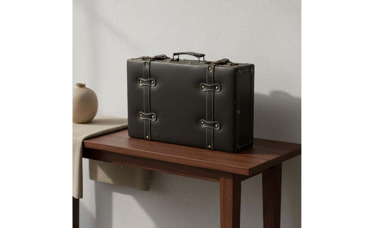 Vintage Design Suitcase Alloy Buckles Vintage Luggage Trunk Retro Wooden Storage Box Multi-Functional Antique Suitcase Box